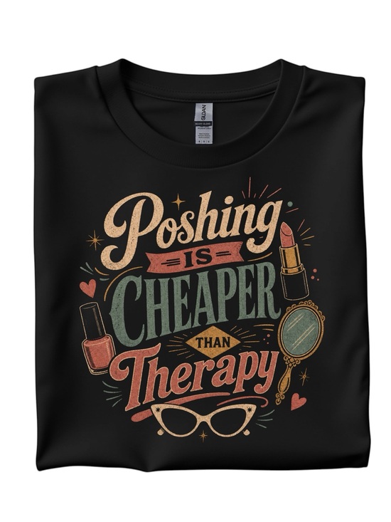 Handmade Tops - Poshing is cheaper than therapy funny graphic t-shirt. New S M L XL Pick 1 unise